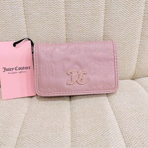 NEW Juicy Couture Dusty Blush Pink League Elongated Bifold Wallet Leather‎ Logo